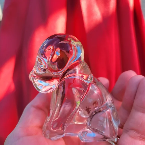 Glass Dog Figurine Duo ~ Vintage? ~ Paperweight? Cute! - Picture 12 of 16